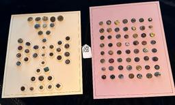 LOT OF 2 METAL BUTTON DISPLAY CARDS
