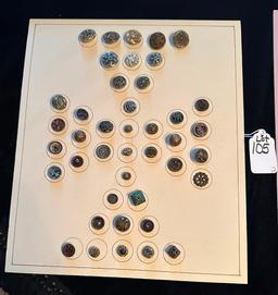 LOT OF 2 METAL BUTTON DISPLAY CARDS