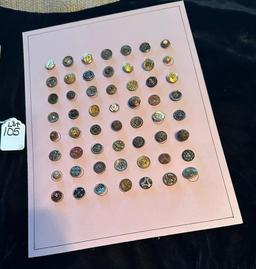 LOT OF 2 METAL BUTTON DISPLAY CARDS