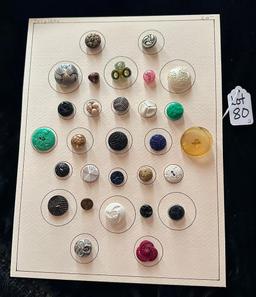 LOT OF 2 - TRIPLETS & TRIPLE DESIGN BUTTON DISPLAY CARDS