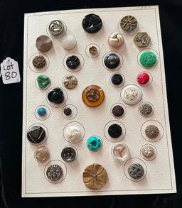 LOT OF 2 - TRIPLETS & TRIPLE DESIGN BUTTON DISPLAY CARDS