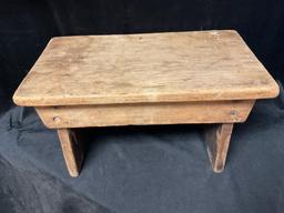 RUSTIC WOODEN STOOL BENCH 16 X 9 X 8.5 INCHES TALL