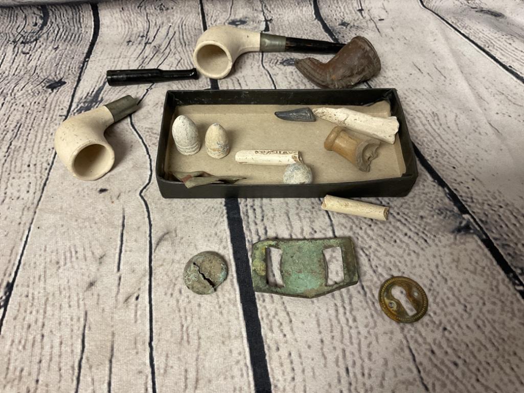 CLAY PIPES, CLAY MARBLE & OTHER ARTIFACTS GROUP