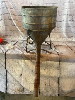 VINTAGE LARGE GALVANIZED TRACTOR FUNNEL