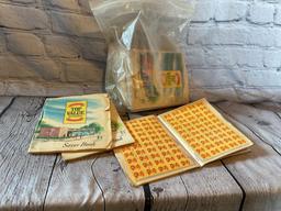 LOT OF S AND H GREEN STAMP BOOKS AND TOP VALUE BOOK. SOME FULL OF STAMPS