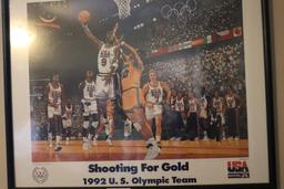 3 Framed Pictures Including 1992 Olympic Team, Collectors Series, and Nature Print