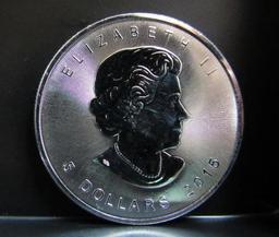 2015 ELIZABETH II 5 DOLLAR 1 OZ FINE SILVER
