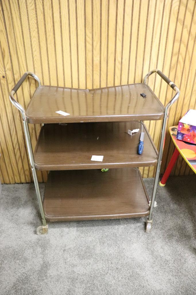 Metal Rolling Cart Top Has Damage