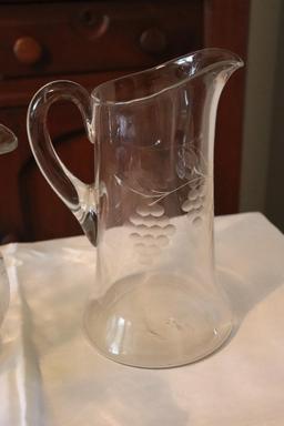 Quantity of clear glass pitchers