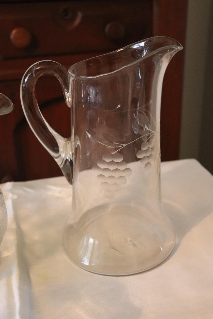 Quantity of clear glass pitchers
