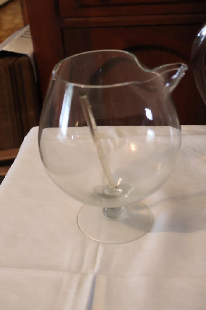 Quantity of clear glass pitchers