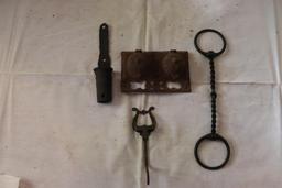 Lot of cast iron items including ink well, etc