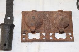 Lot of cast iron items including ink well, etc