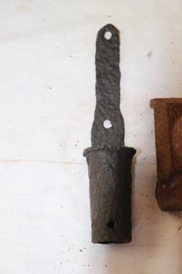 Lot of cast iron items including ink well, etc