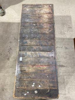 PRIMITIVE GREEN WOODEN BENCH 51 LONG X 19 WIDE X 20 TALL