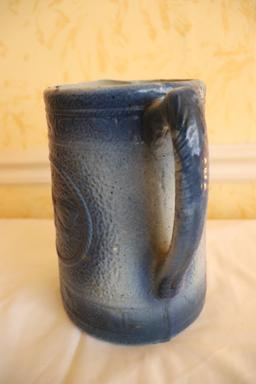 Old 8 in. tall Blue Pottery Pitcher