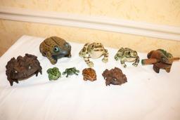 Large Quantity of Wooden and Ceramic Frogs