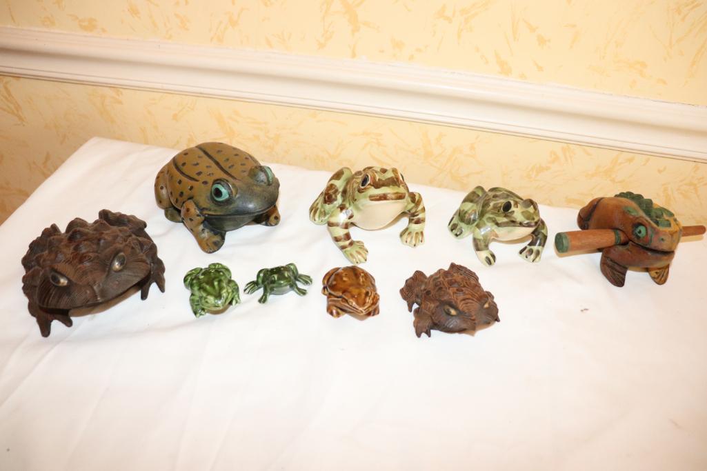 Large Quantity of Wooden and Ceramic Frogs