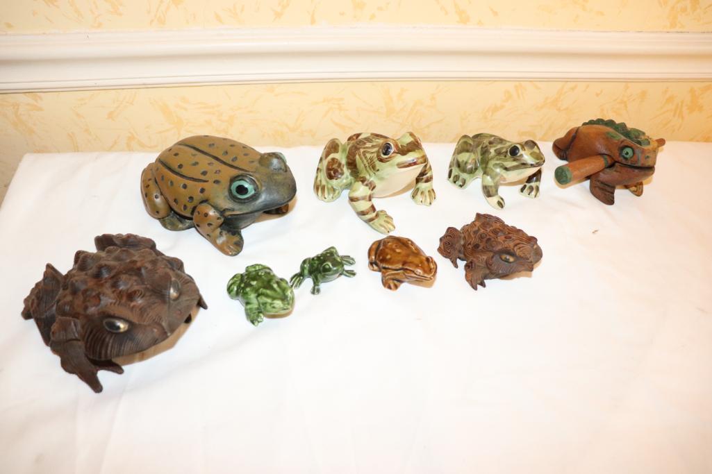 Large Quantity of Wooden and Ceramic Frogs