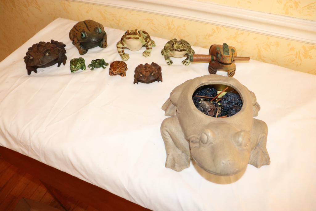 Large Quantity of Wooden and Ceramic Frogs