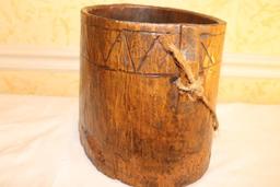 Handmade Wooden Pail 8.5 in. tall