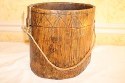 Handmade Wooden Pail 8.5 in. tall