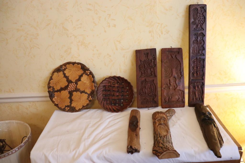 Large Quantity of Wood Hand Carved Items