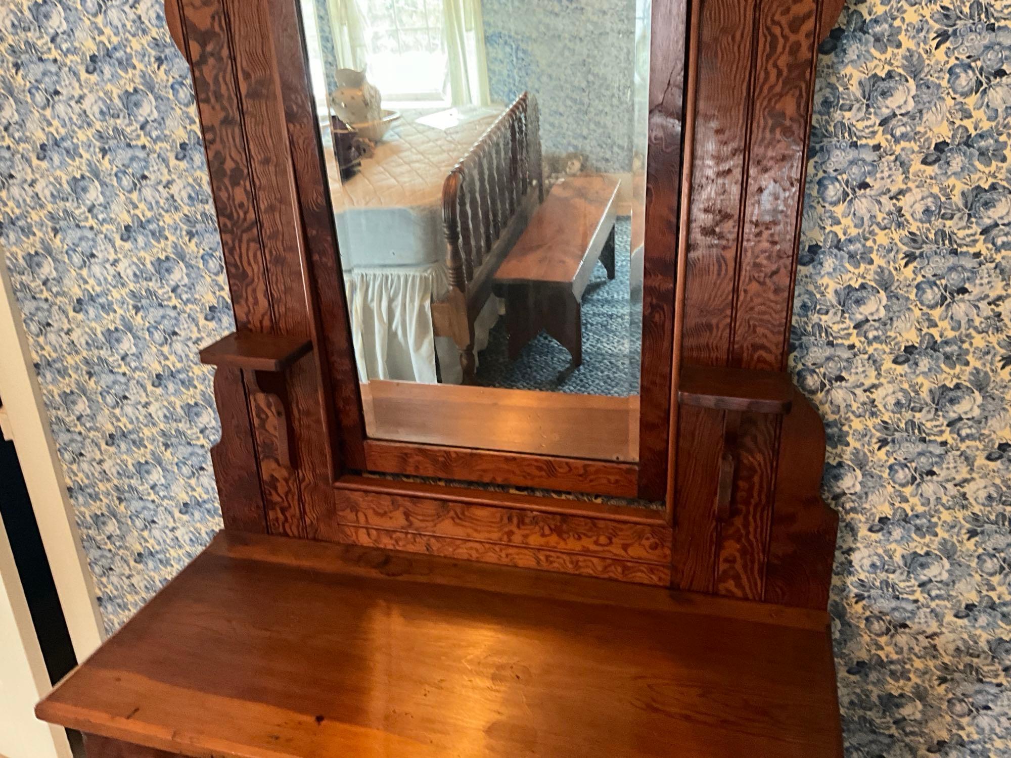 Primitive Curly Yellow Pine Early Dresser