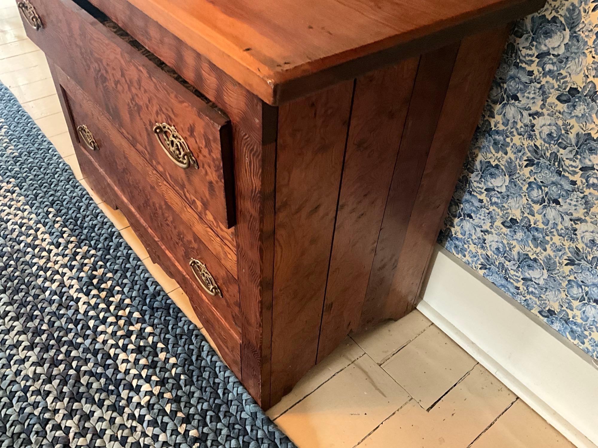 Primitive Curly Yellow Pine Early Dresser