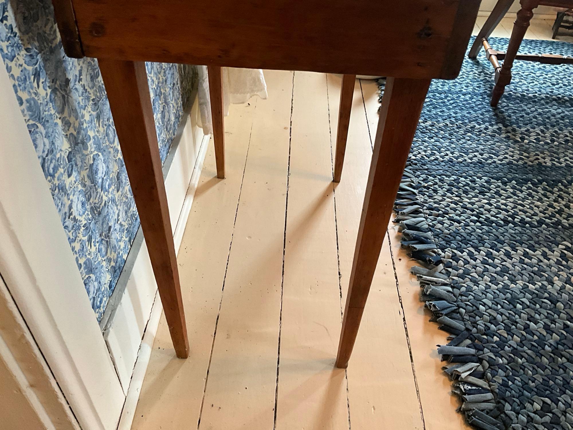 Primitive Pine Single Drawer Stand Table on Skinny Legs