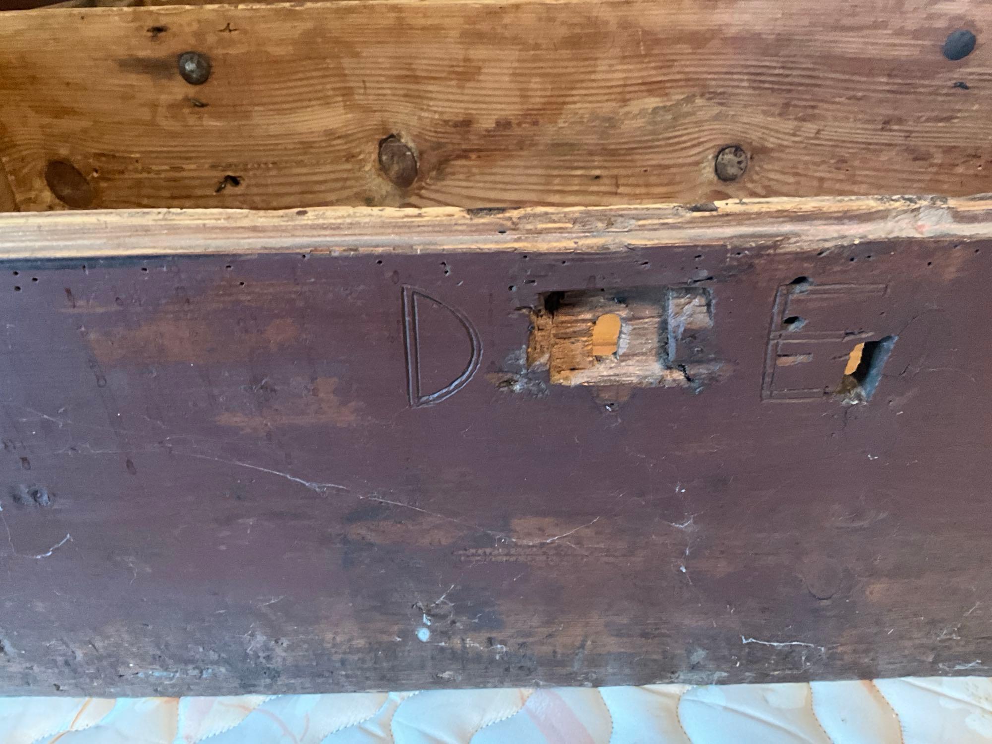 Primitive Antique Wooden Trunk