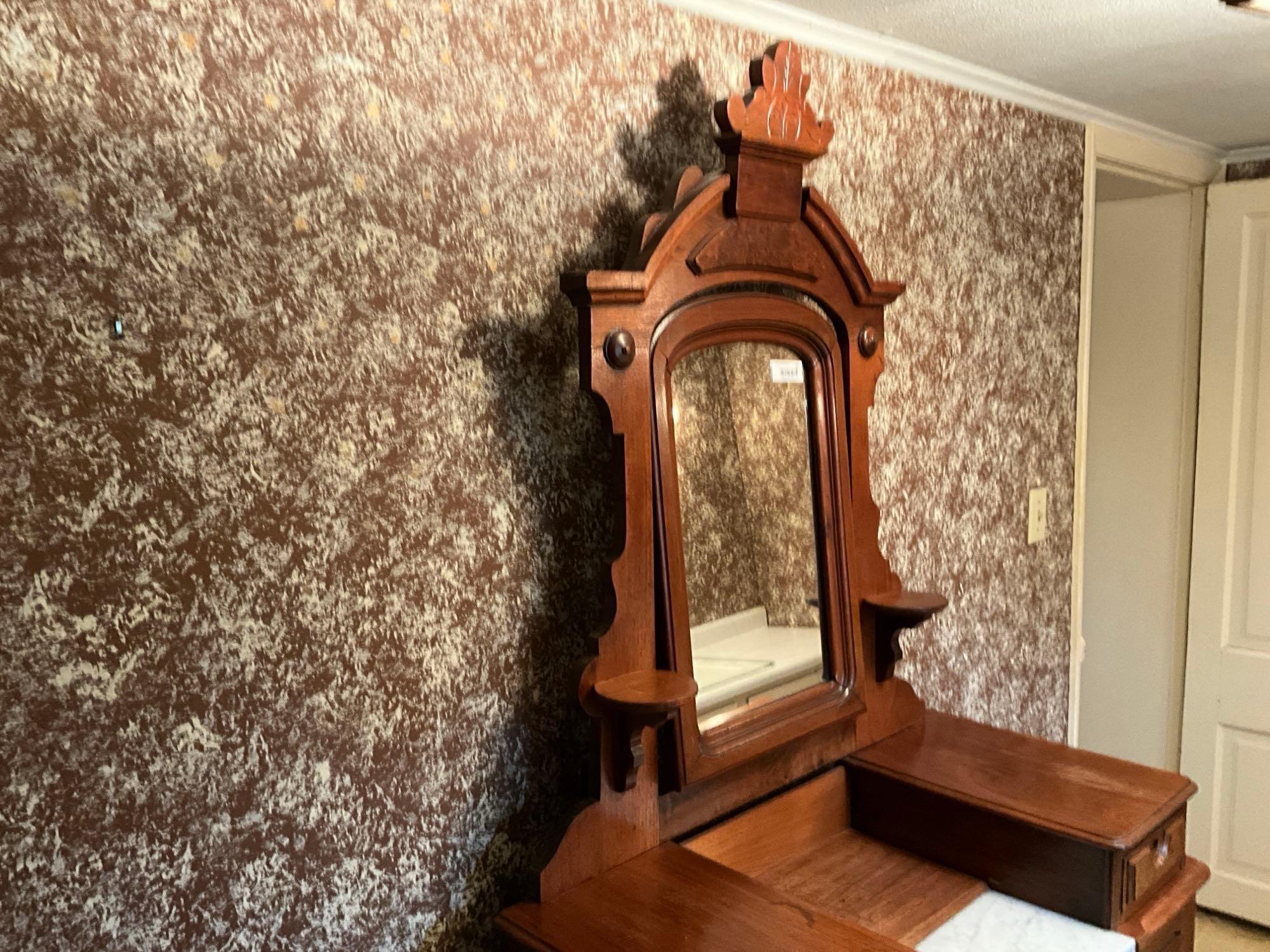 Victorian Walnut 3-Drawer dresser with Mirror & Hanky Drawers