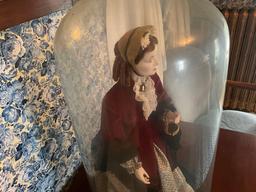 Vintage Doll in Glass Domed Showcase