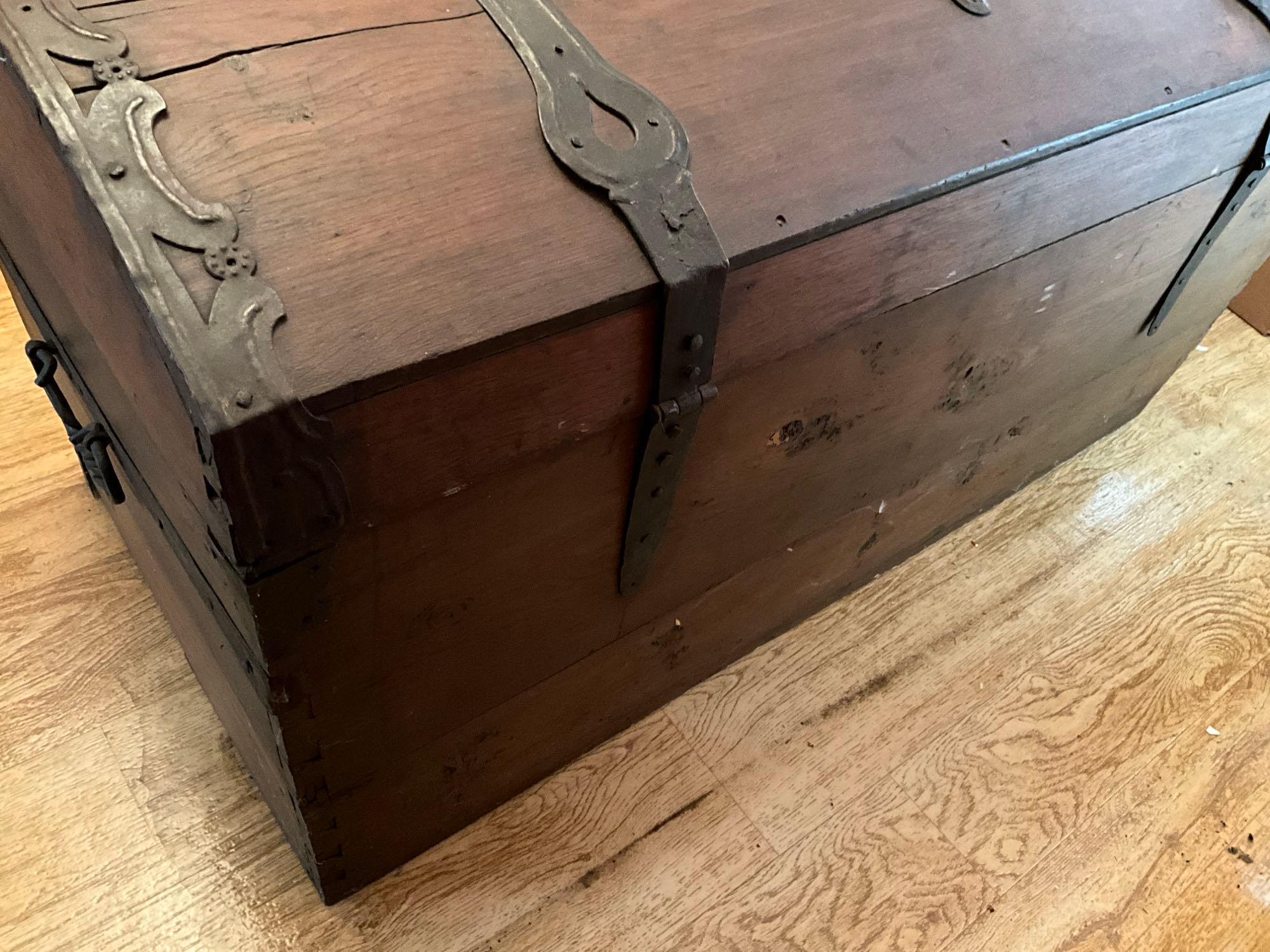 Large Primitive Wooden Trunk