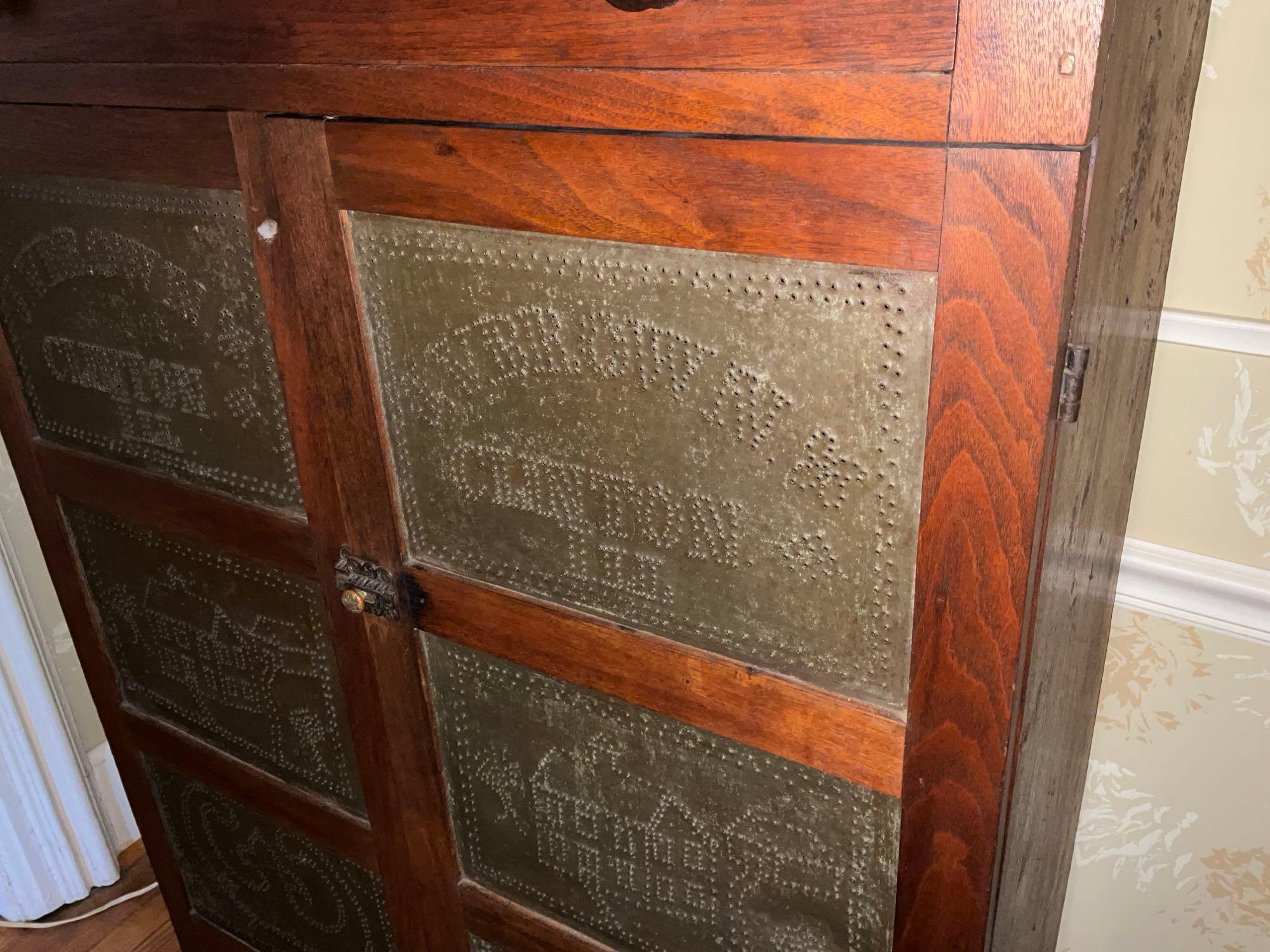 Primitive 6-Tin Pie Safe from Clinton, IL