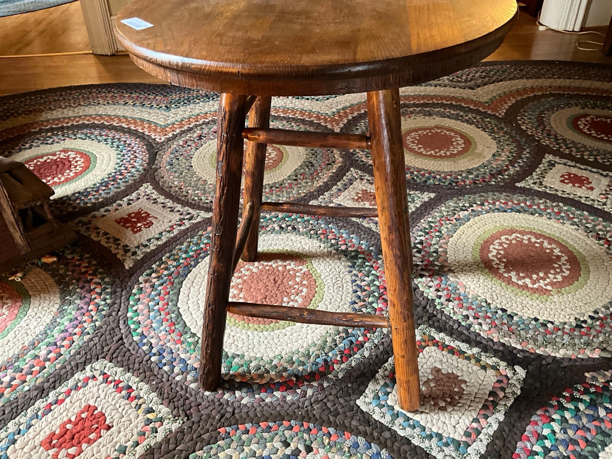 Rustic Live Wood Round Parlor Table