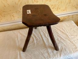 Primitive 3-Legged Wooden Milking Stool