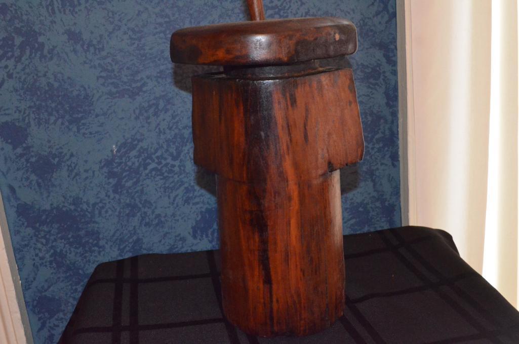 Wooden butter churn