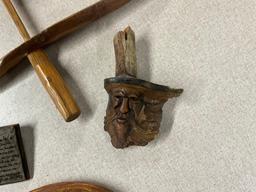 Flat of primitive wood items