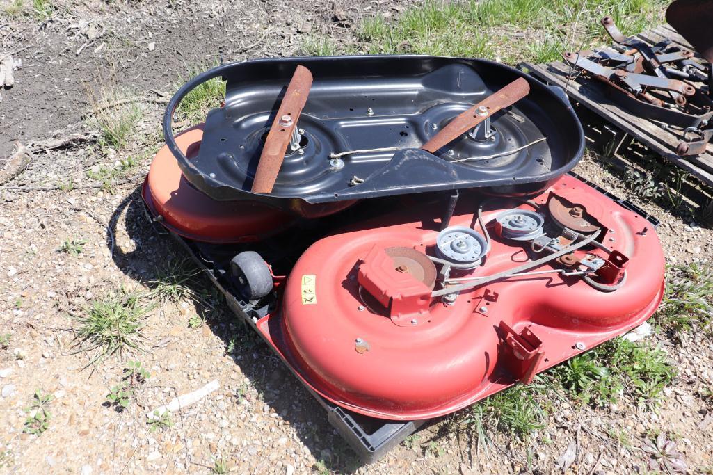 Lot of (10) Mower Decks and a Snow Blade