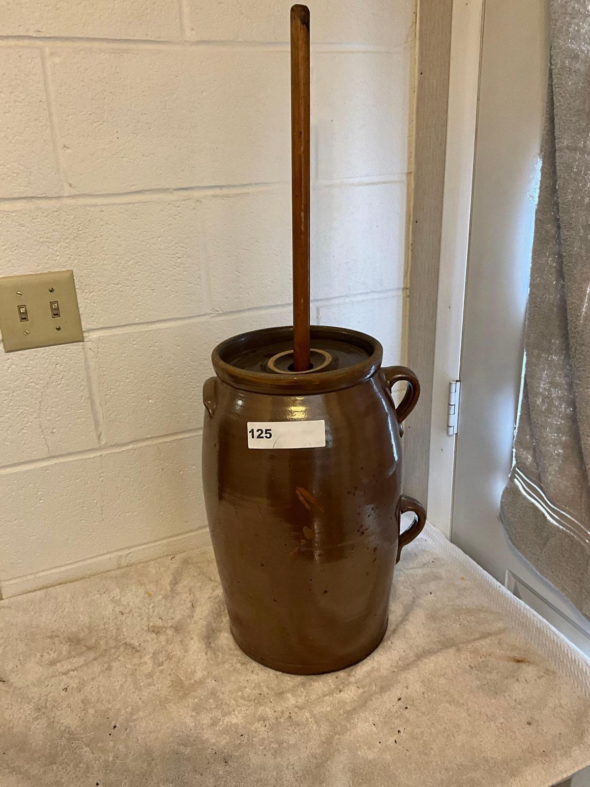 unusual 6 gal. churn w/2 handles