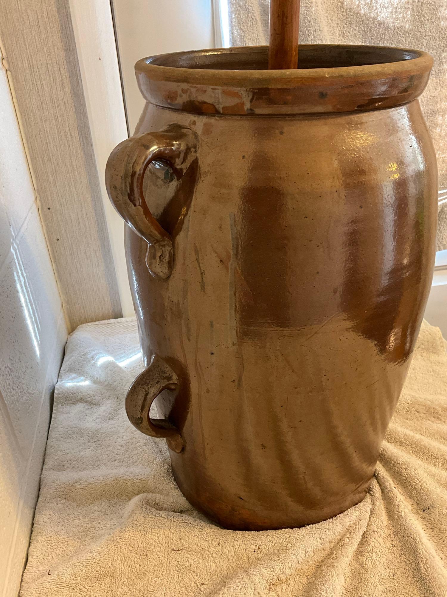 unusual 6 gal. churn w/2 handles