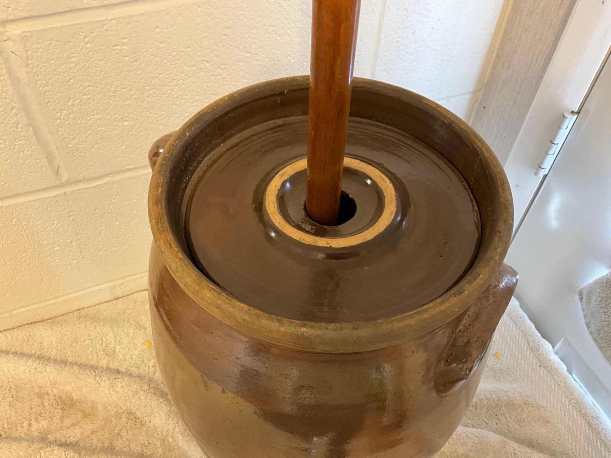 unusual 6 gal. churn w/2 handles