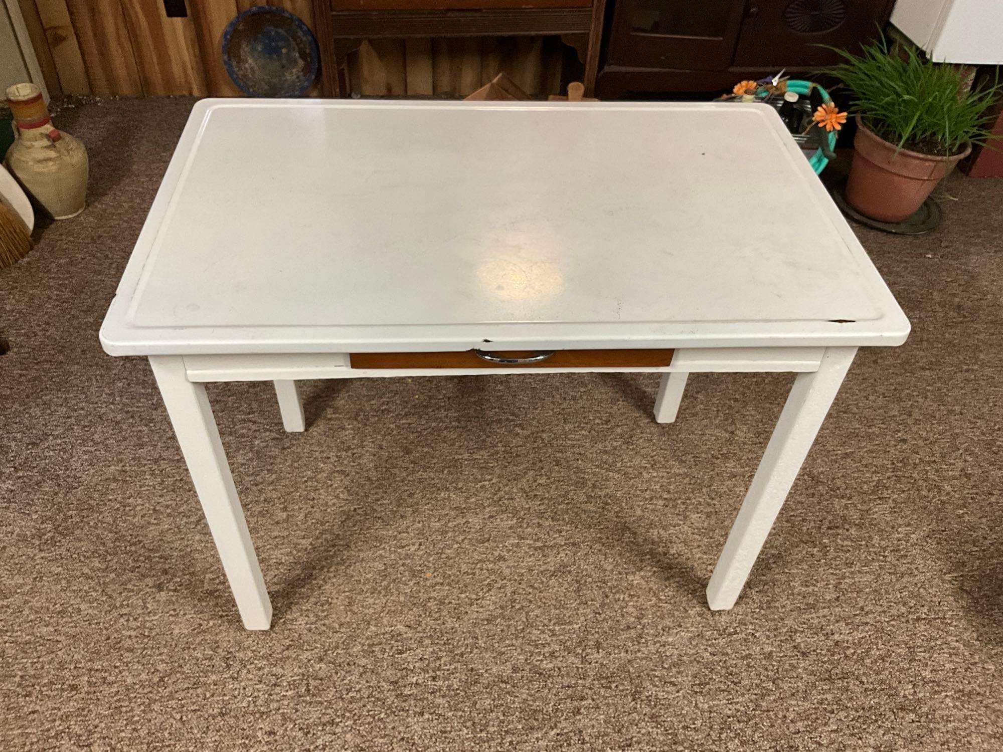 white enamel top table