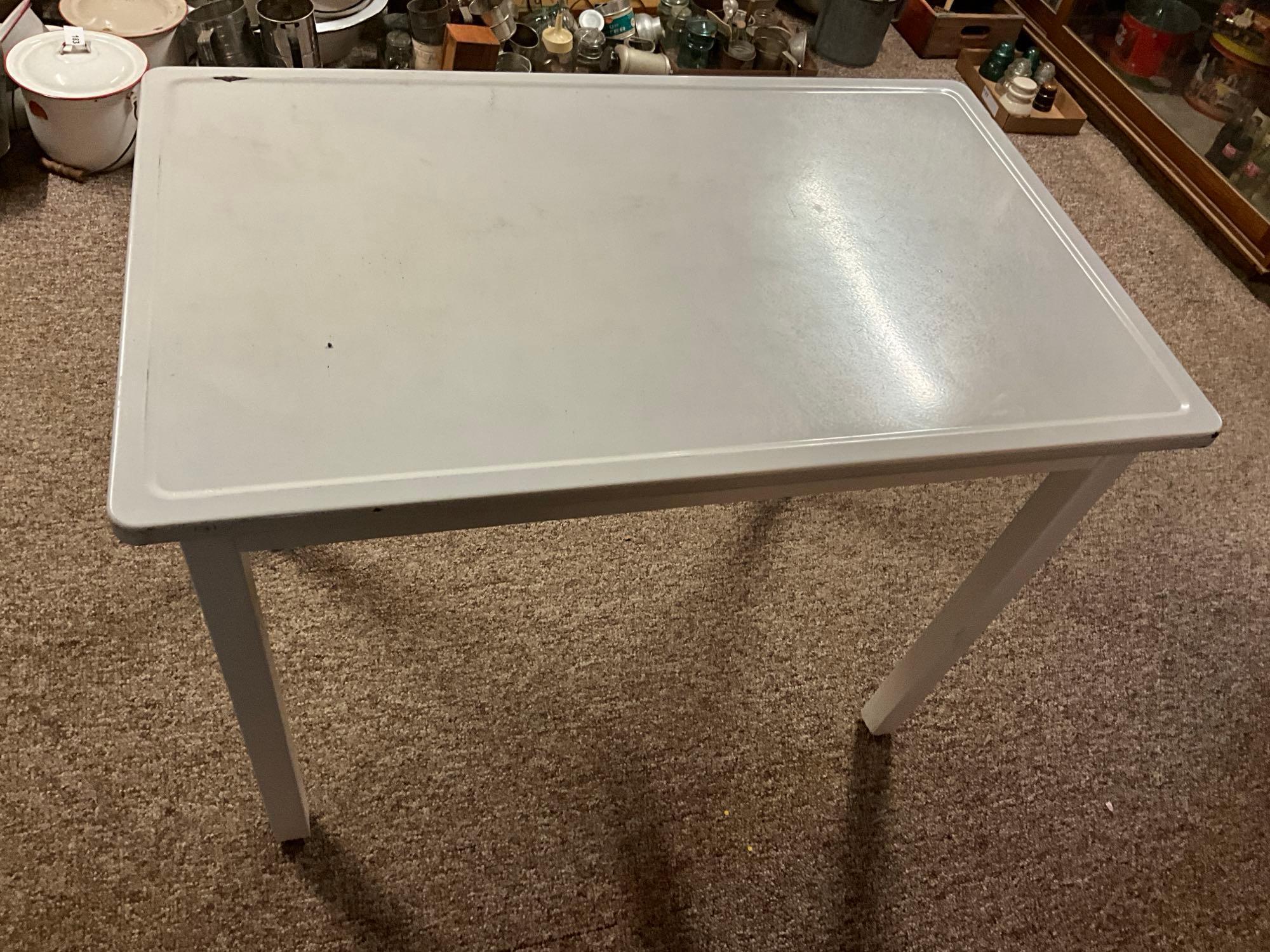 white enamel top table