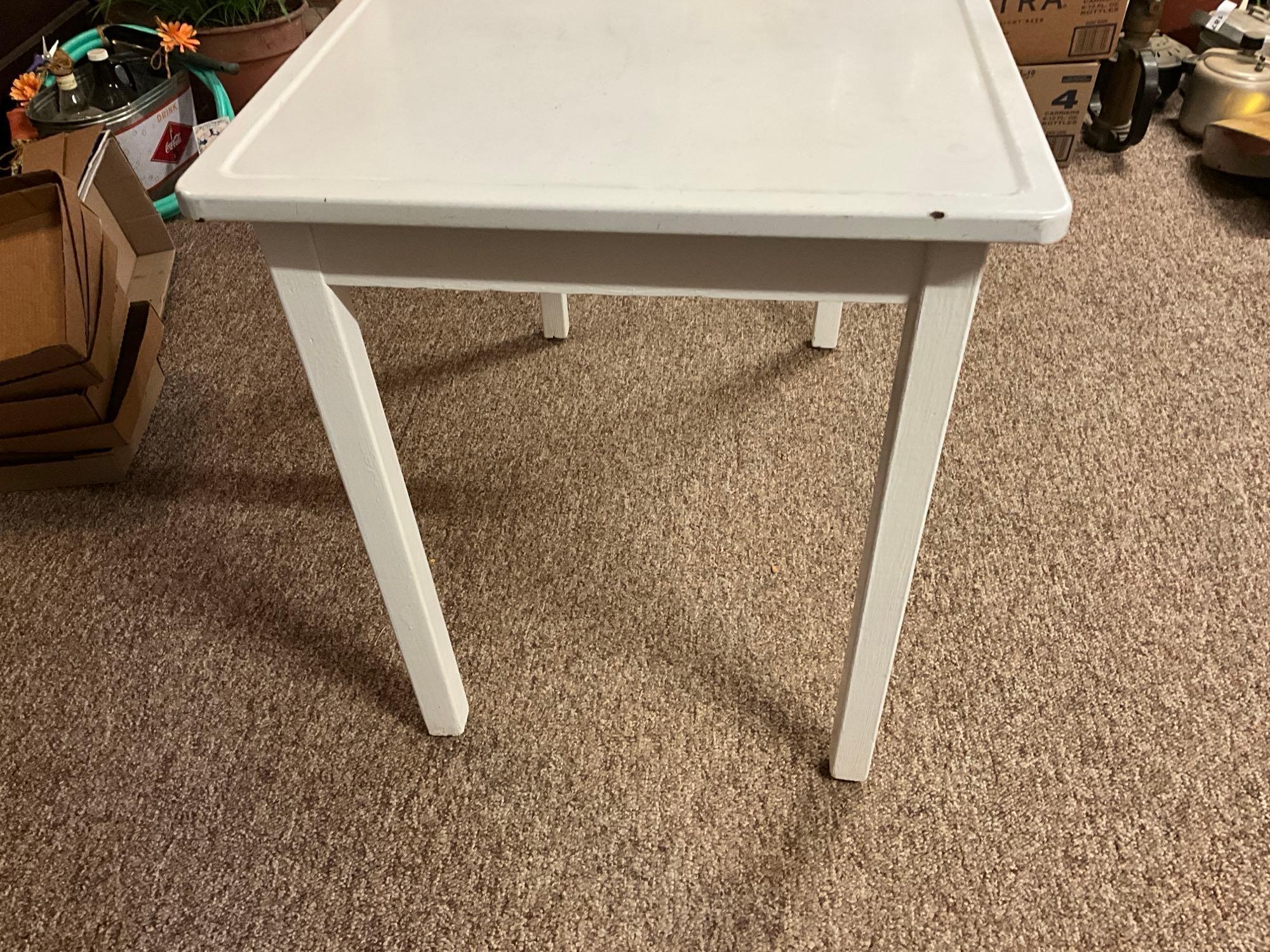 white enamel top table