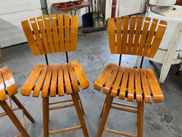 (6) vintage restored wooden bar stools