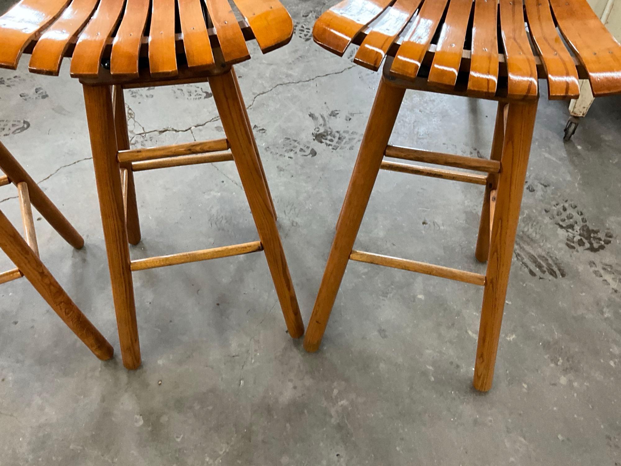 (6) vintage restored wooden bar stools