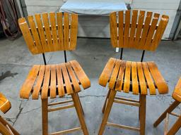 (6) vintage restored wooden bar stools