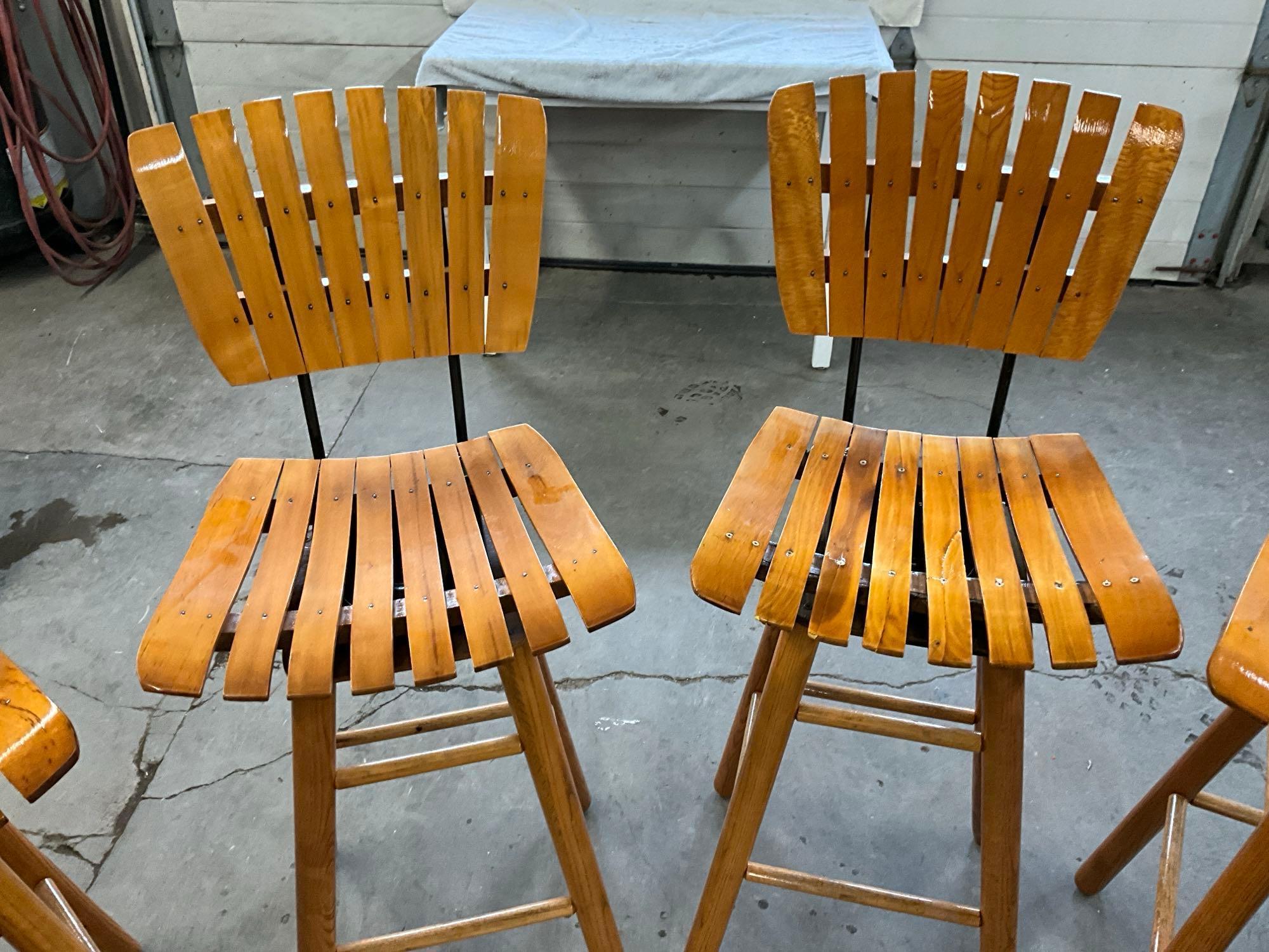 (6) vintage restored wooden bar stools